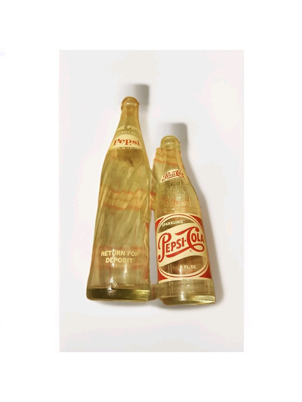 Vintage Pepsi-Cola Glass Bottle lot 16oz Pint and 8oz Deposit bottle Pepsi